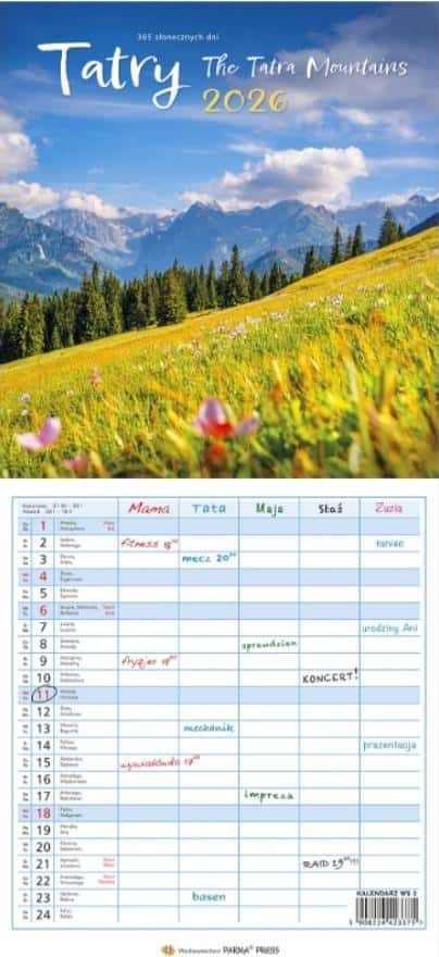 Parma Press Calendar Tatras 2026 - narrow multi-sheet calendar