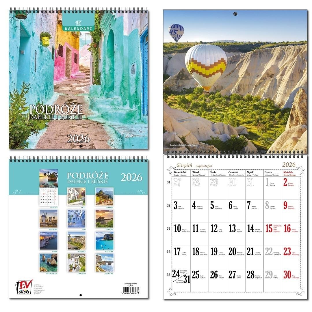Calendar 2026 Travel - Wall calendar 30x60 cm with inspiring views