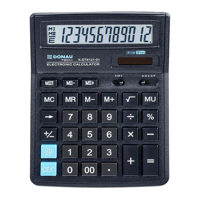 Donau Office calculator 12-digit - black, ideal for the office
