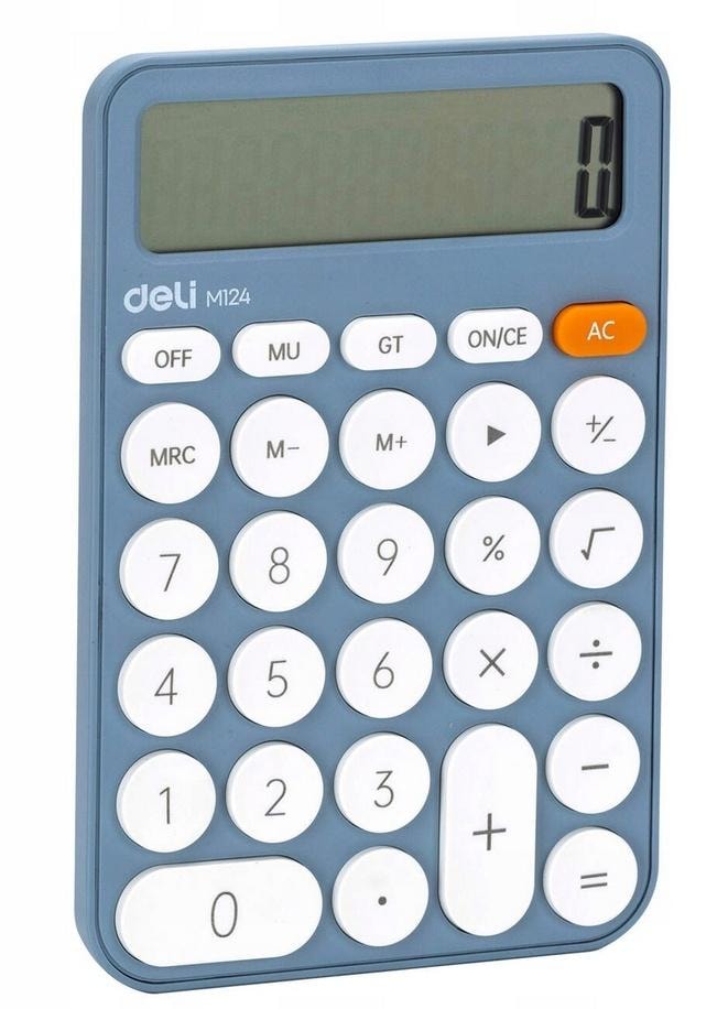 Deli M124 12-digit calculator blue - perfect for office and home
