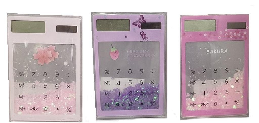 Transparent calculator with glitter - perfect for school and office