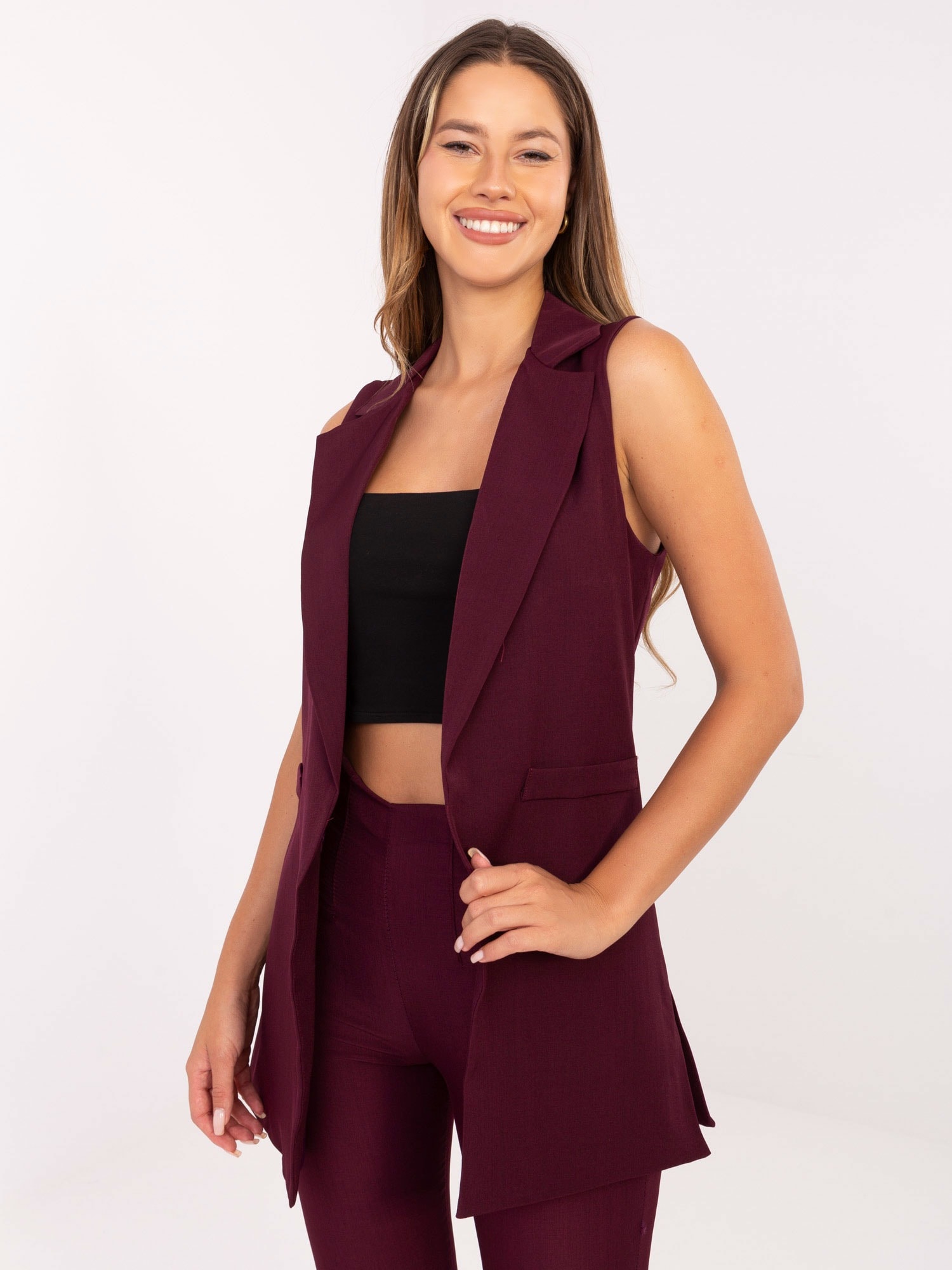 Women's Vest D. M BORDO JW - Elegant women's vest in burgundy