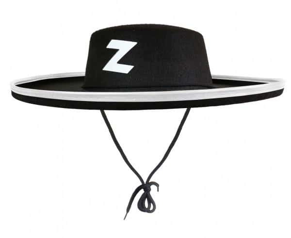 Zorro Hat - black with white trim, perfect for costume