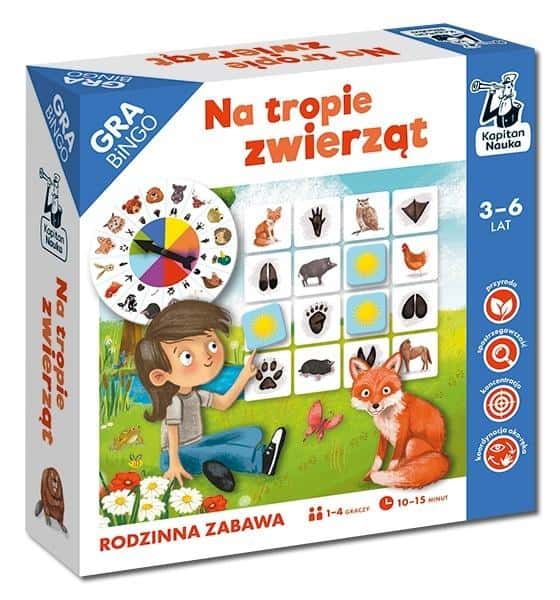 Kapitan Nauka Bingo game On the trail of animals - educational fun