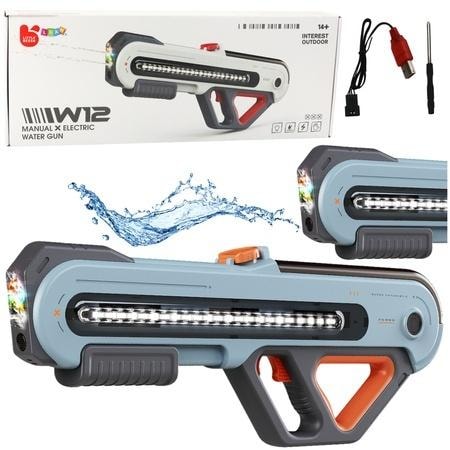 W12 Electric water gun with LED gray 60cm - ideal for summer water battles