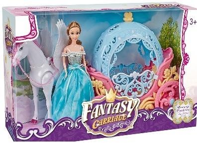 Carriage with Pegasus horse and model doll - escape to fantasy!