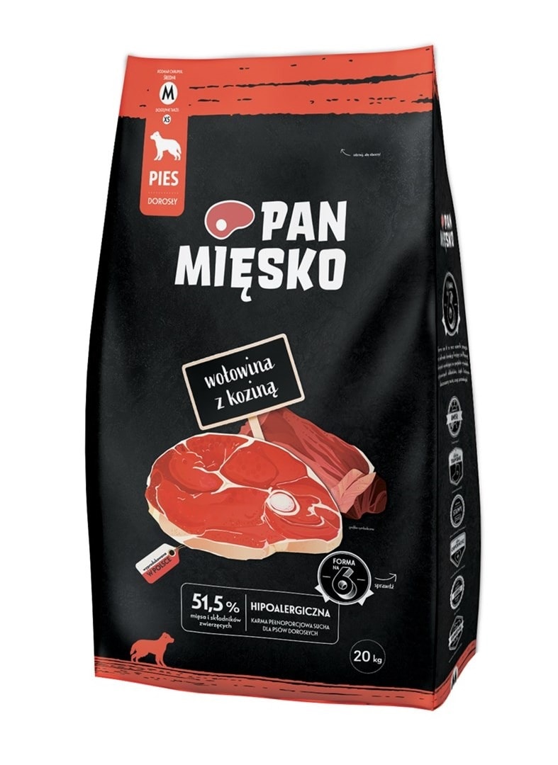Pan Mięsko Beef with goat - Dry food for adult dogs 20kg