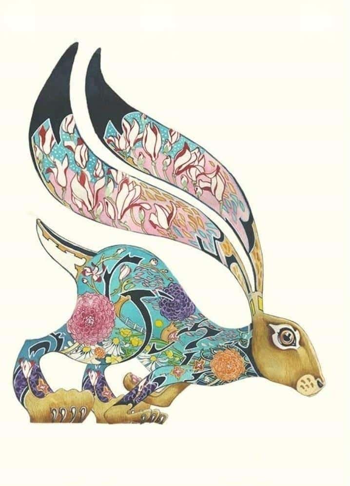 DM Collection Occasion card A090 B6 - turquoise rabbit with envelope