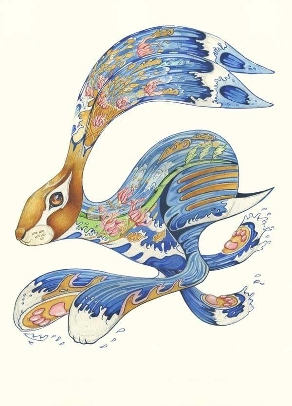 DM Collection Greeting Card A131 B6 - Running Hare with Envelope