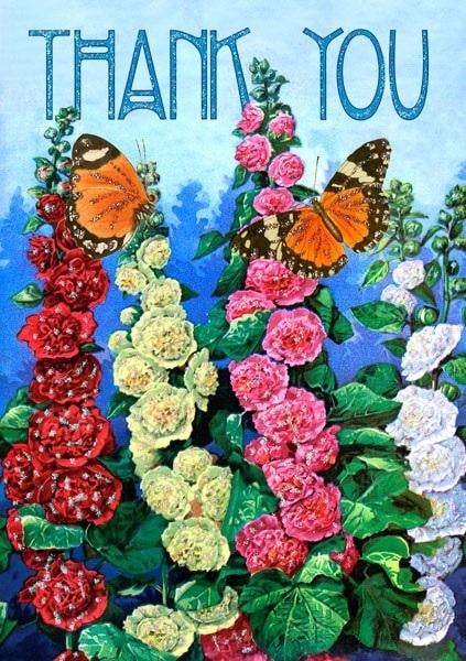 Madame Treacle Card B6 glitter Thank You Flowers - perfect gift