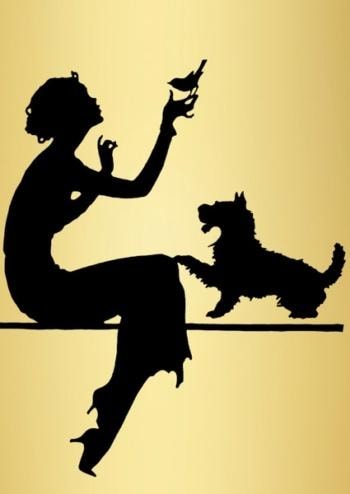 Madame Treacle B6 Glitter card with envelope Woman on golden background - perfect as a gift