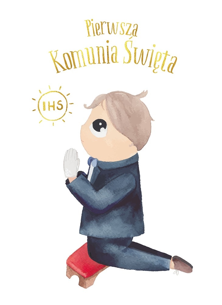 Card B6 - Souvenir of the First Holy Communion for a boy