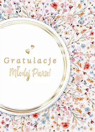 Card B6 Wedding Floral - Elegant greeting card with envelope