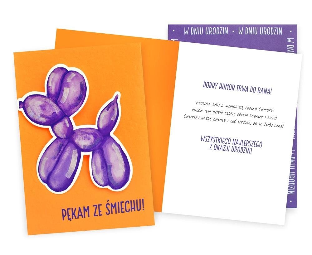 Kukartka B6 Greeting Card Universal dog with balloon - ideal for any occasion