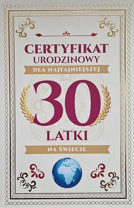 YEKU Birthday certificate card - perfect gift for 30th birthday