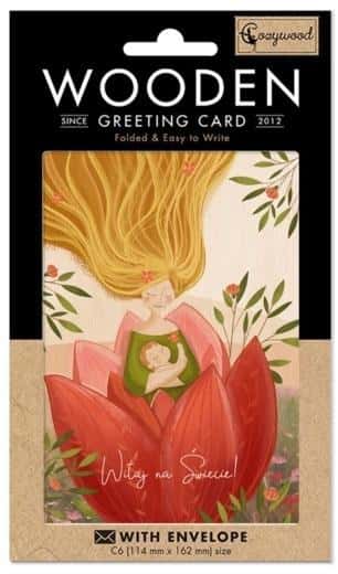 Cozywood Wooden greeting card C6 with envelope Birth Mama