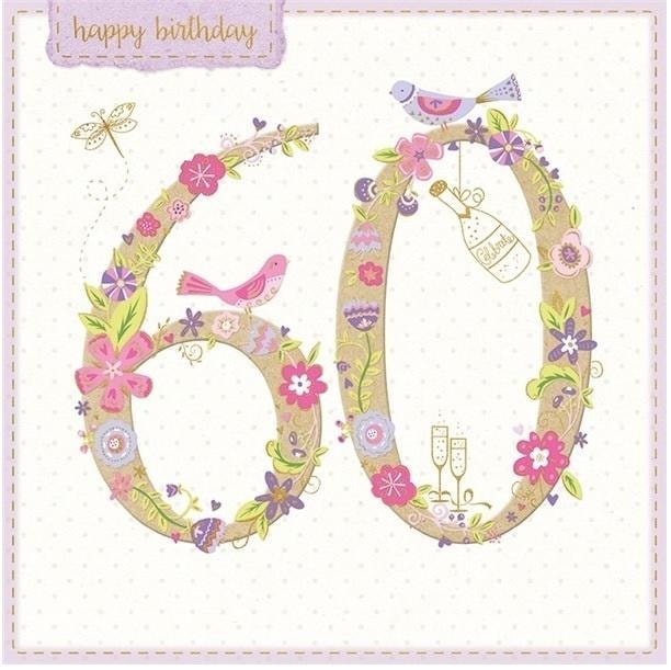 Square card with envelope Birthday 60 - elegant gift
