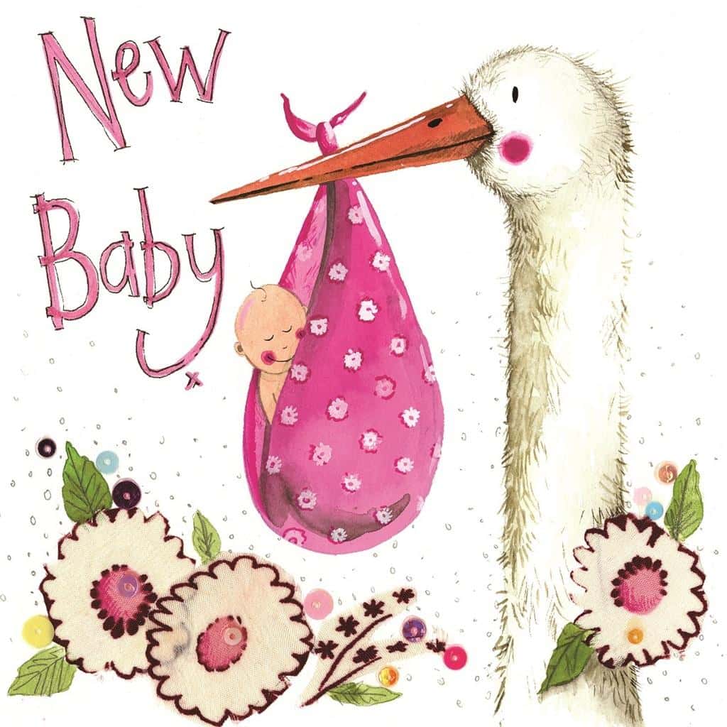 Alex Clark Birth Card S291 Girl Stork - perfect gift