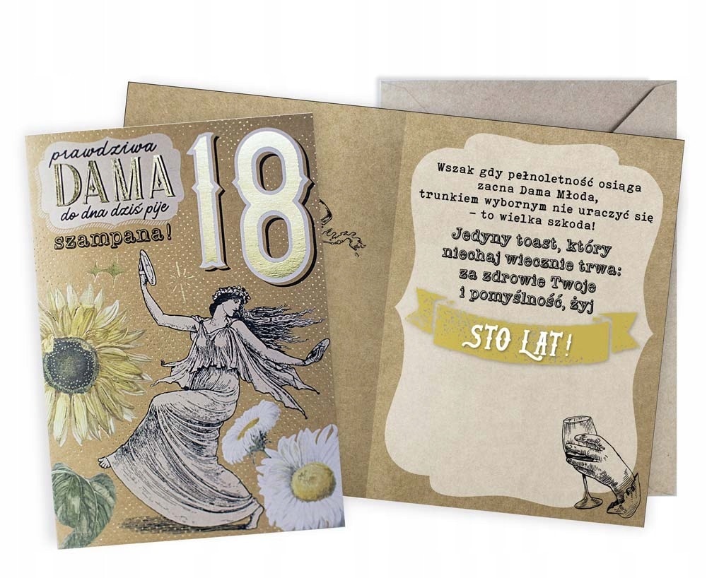 Kukartka Vintage Birthday Card 18 True Lady - perfect as a gift