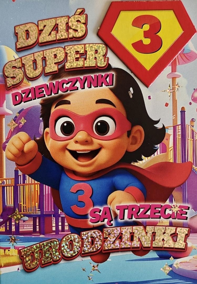 YEKU Birthday card 3 girl - Superhero