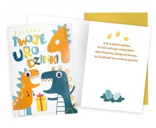 Dream Cards Plus Birthday Card 4 Dinosaurs - perfect gift for a 4th birthday
