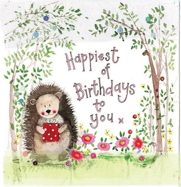 Alex Clark Birthday Card Hedgehog with gift - perfect for birthday