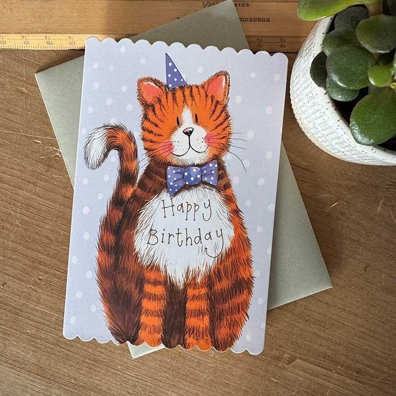 Birthday Card Cat in Bow Tie - perfect gift for cat lover