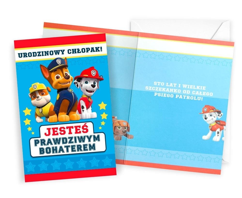 Kukartka Paw Patrol birthday card for boy - the perfect gift!