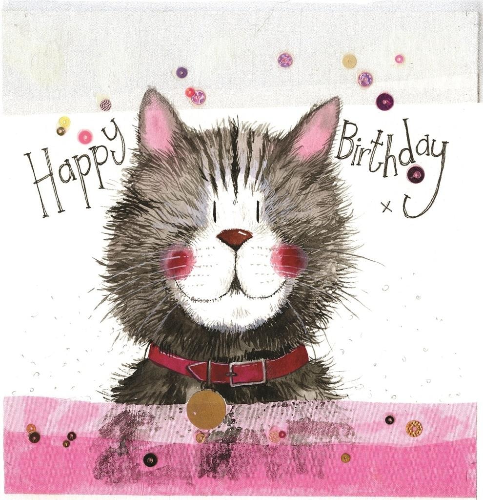 Birthday Card S288 Alex Clark - Cat in Collar