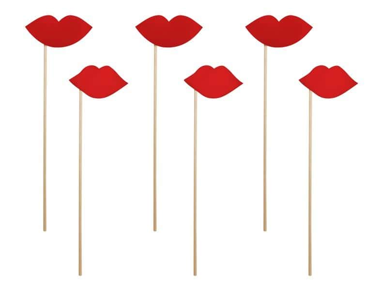 PartyDeco Lip Signs on a Stick - 6 pieces ideal for parties
