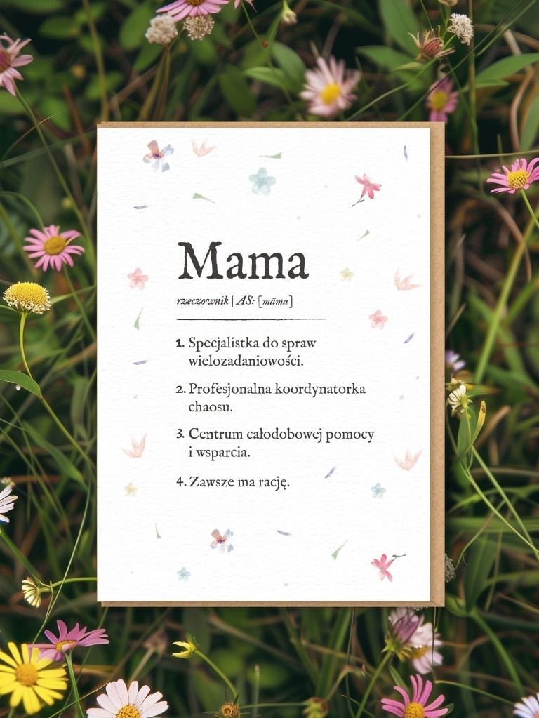 Nadwyraz.com Greeting card for mom Definition Mom - perfect gift