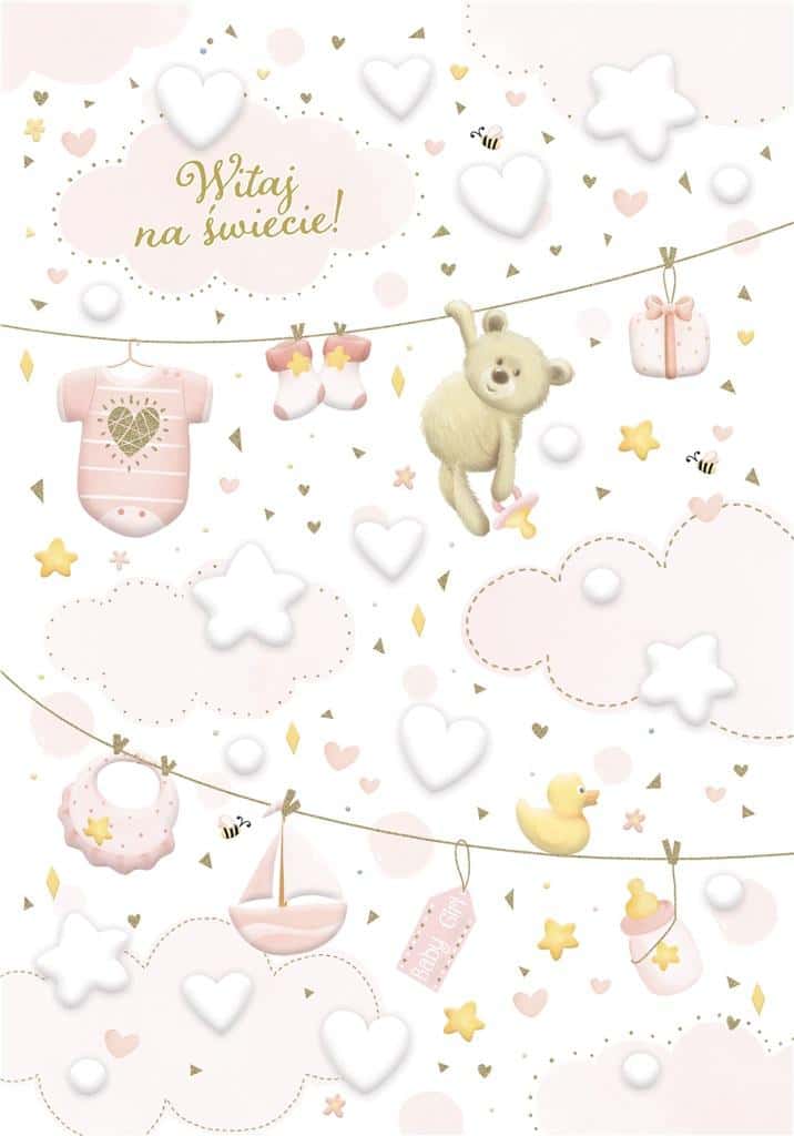 TREND Greeting card Birth pink - perfect souvenir