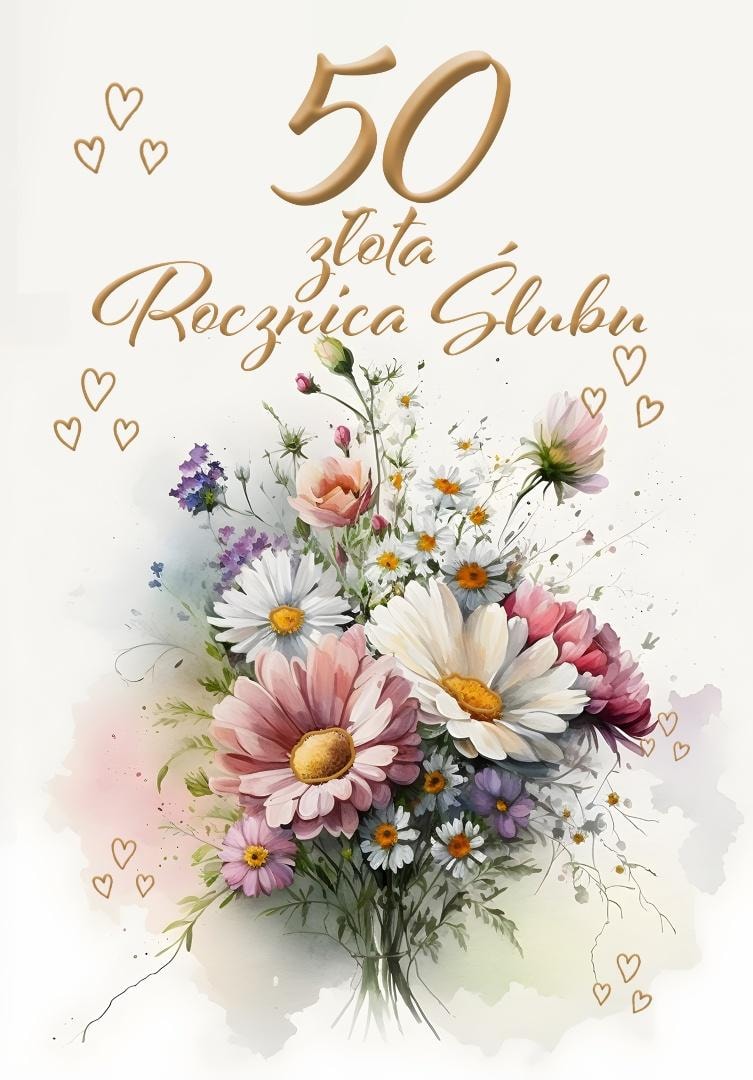 Greeting card 50th Wedding Anniversary - Unique gift for golden wedding