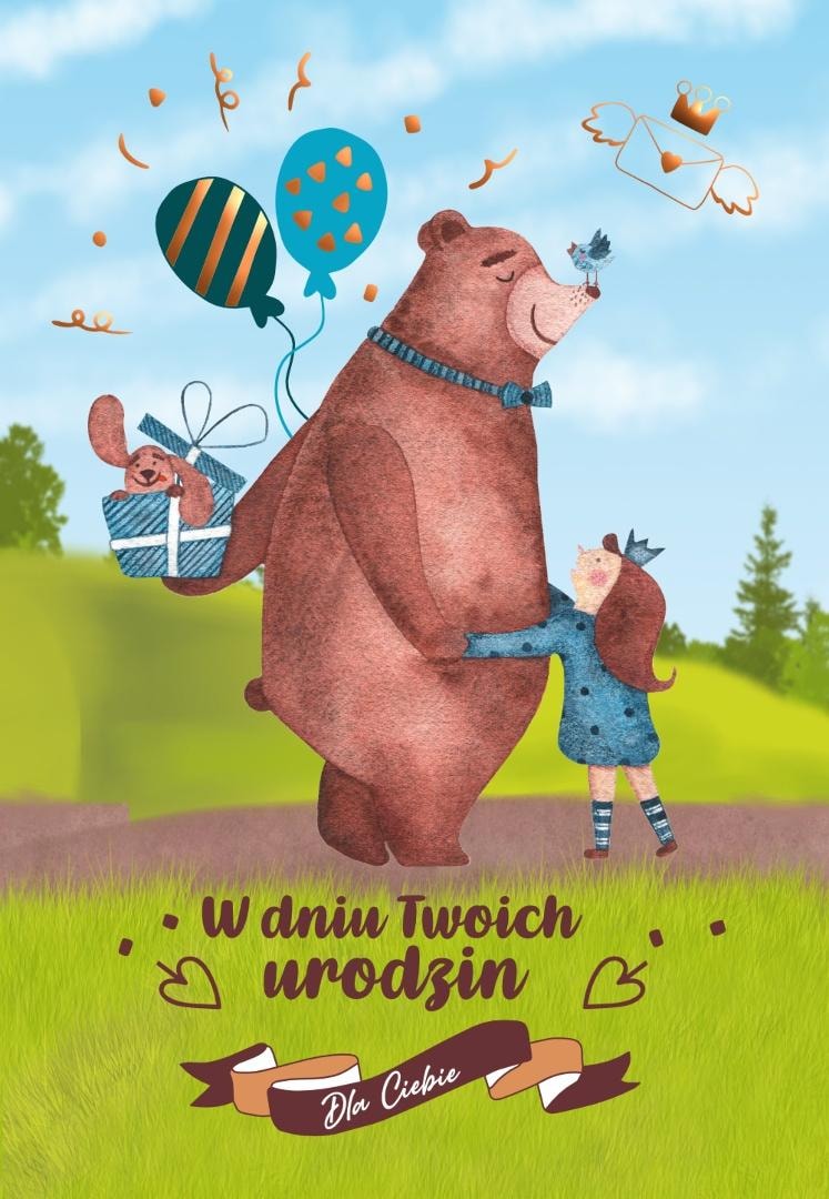 Birthday card with bear - perfect birthday gift