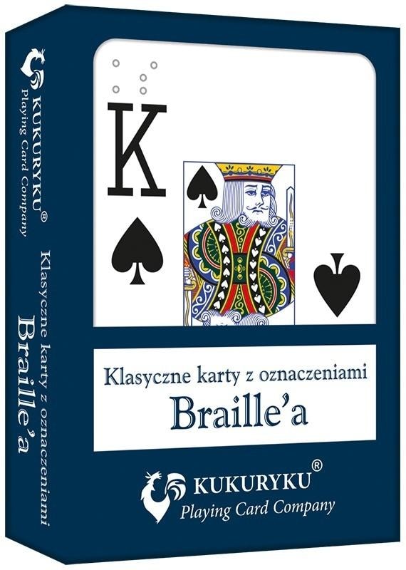 Blue playing cards with Braille markings - perfect for everyone!