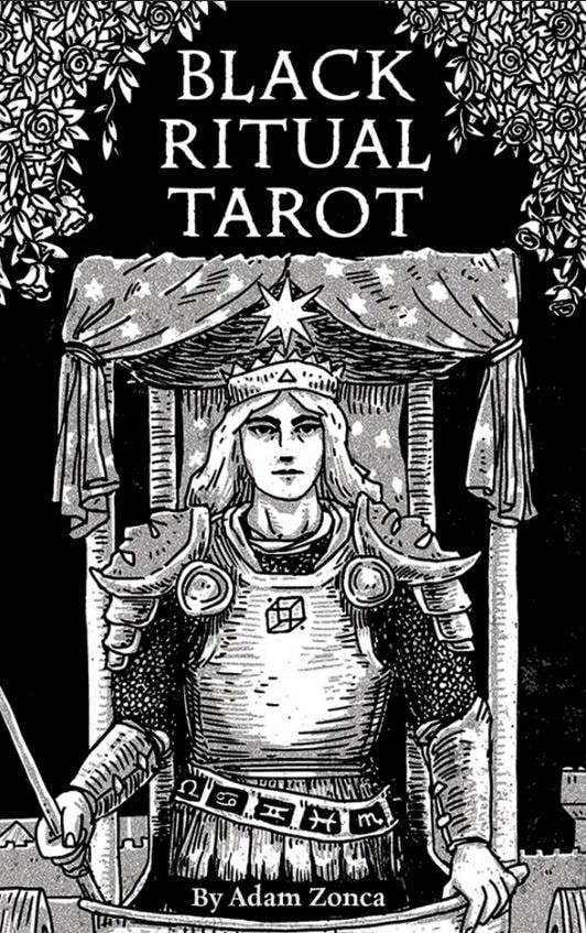 Black Ritual Tarot Cards - Monochrome Deck with Booklet