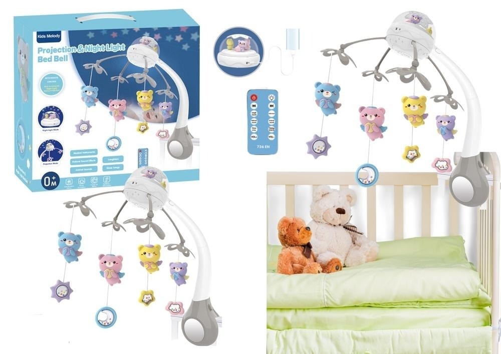 LeanToys Cot mobile with projector and animal sounds