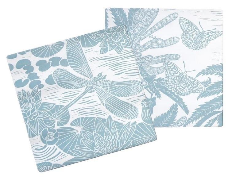 Kate Heiss Blue cup coasters - ceramic 2 pieces