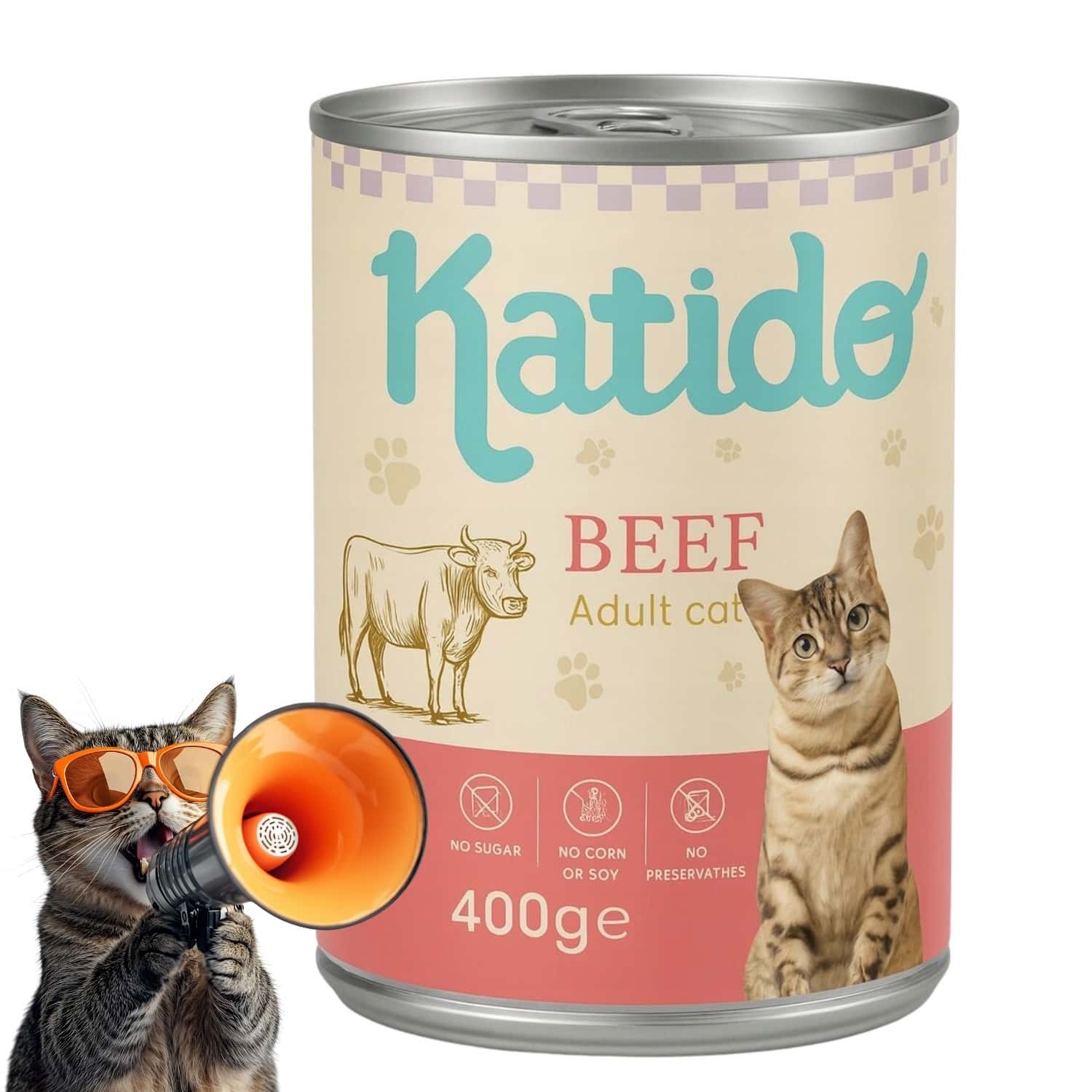 Katido beef wet cat food 400g - complete meal