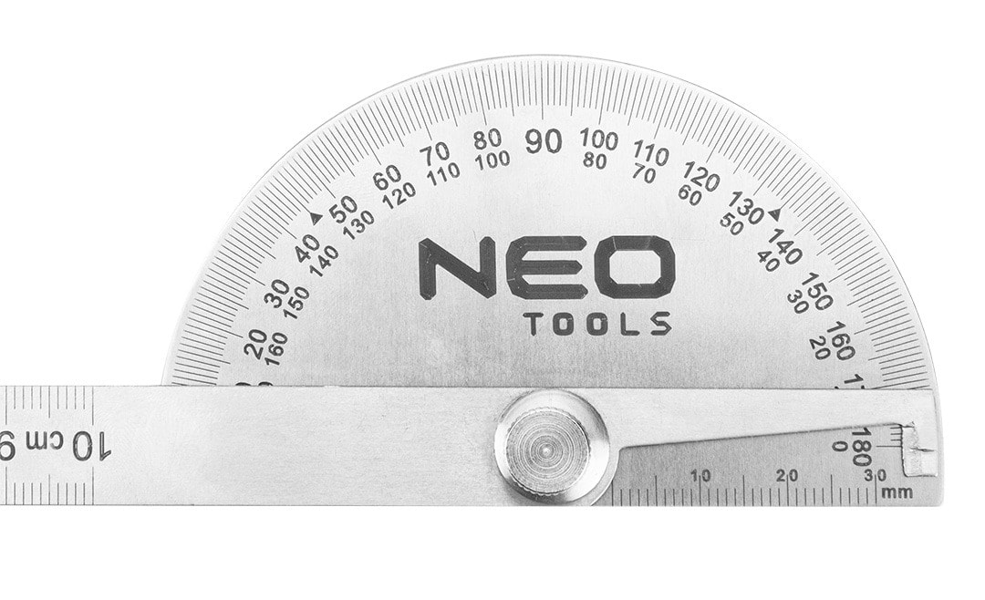 NEO Protractor with ruler 100 mm - stainless steel, precise measurement
