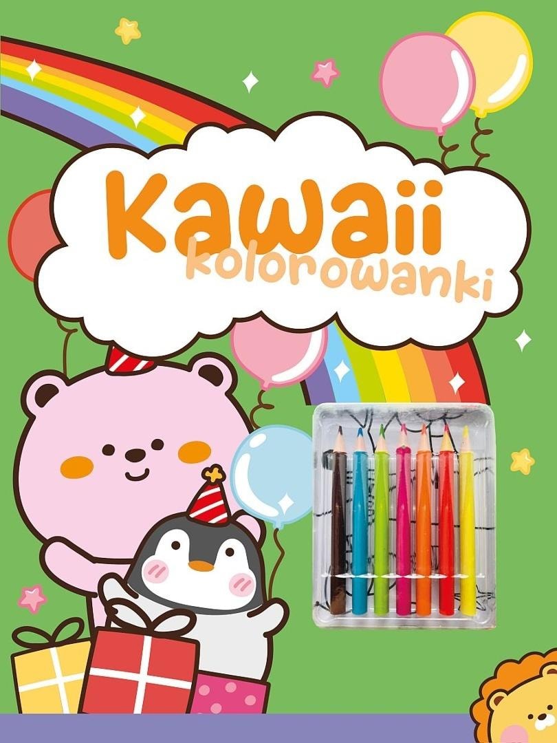 Kawaii Coloring Book Green - Adorable collective work with crayons