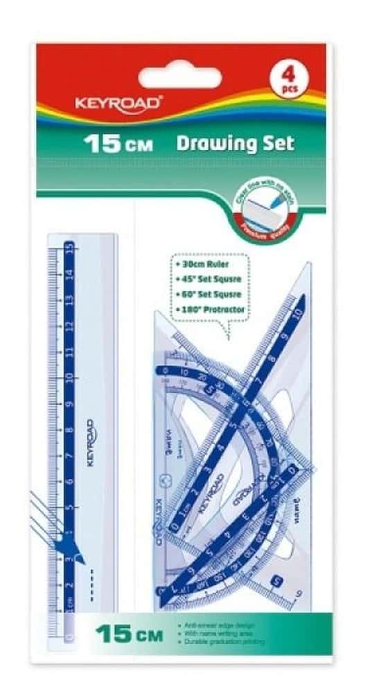 Keyroad Transparent geometry set 4 pieces - precise tools for everyone