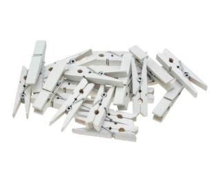 White decorative clothespins - 20 pieces of practical clips