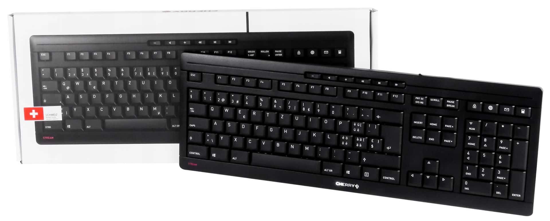 CHERRY STREAM Office Keyboard USB QWERTZ Swiss Black - Comfort and Reliability