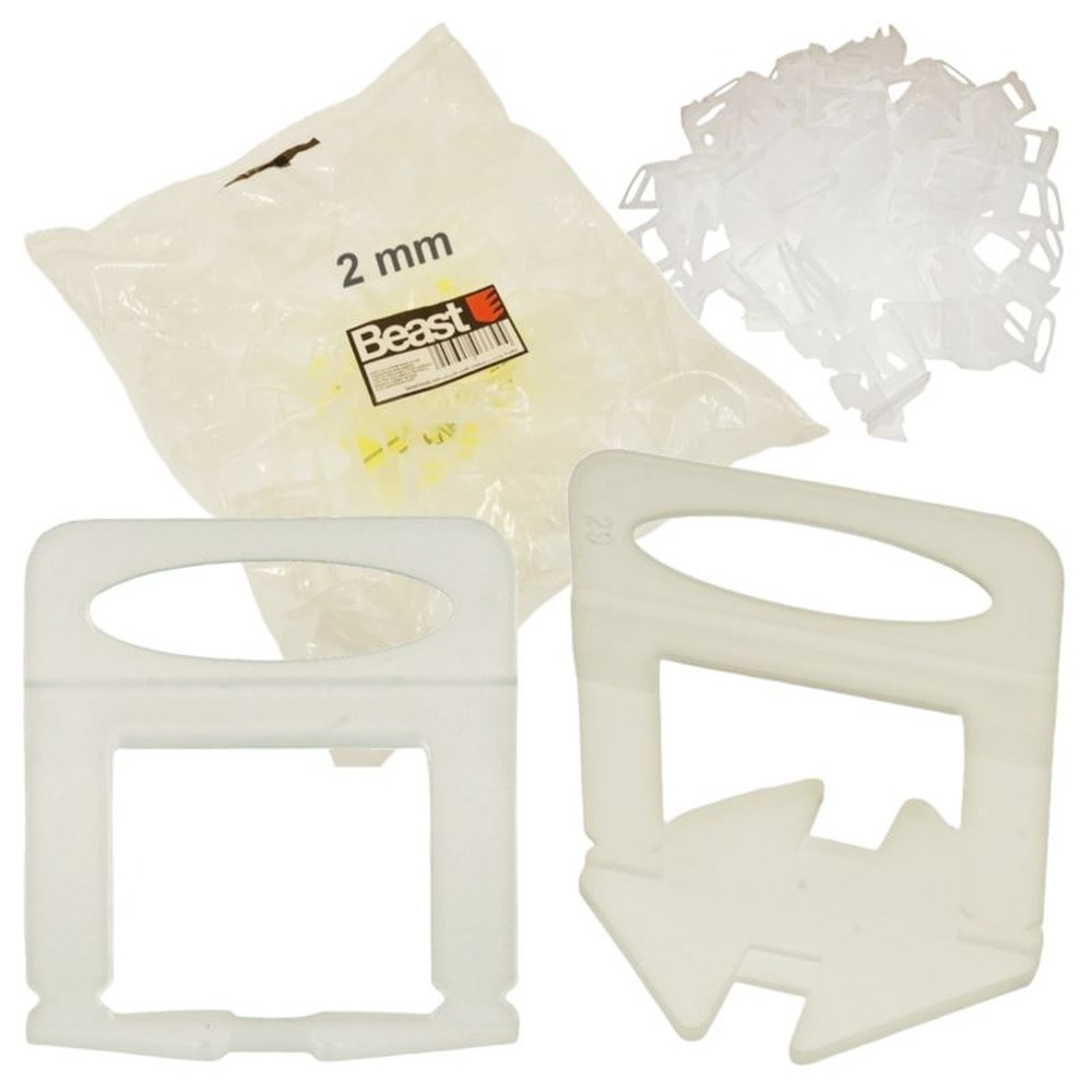 Tile Leveling Clips - 2 mm, 100 pieces - for perfect surfaces