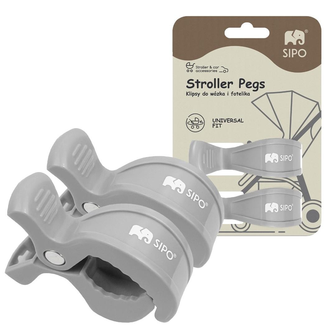 SIPO Stroller Clips - Universal Gray 2 Pieces
