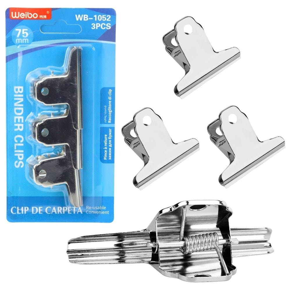Metal office clips 3 pcs 75mm - ideal for fastening documents