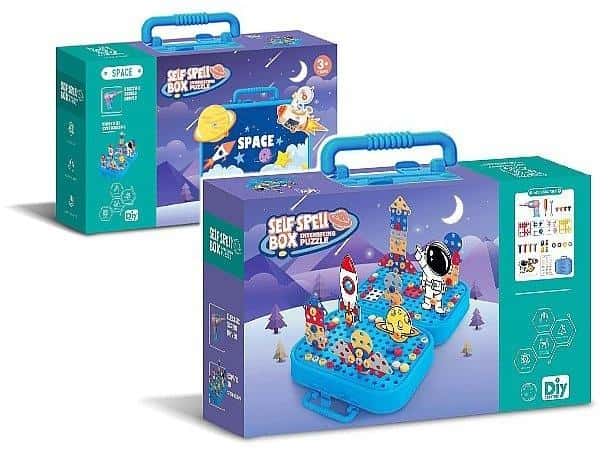 Screwing blocks with suitcase - educational toy for children