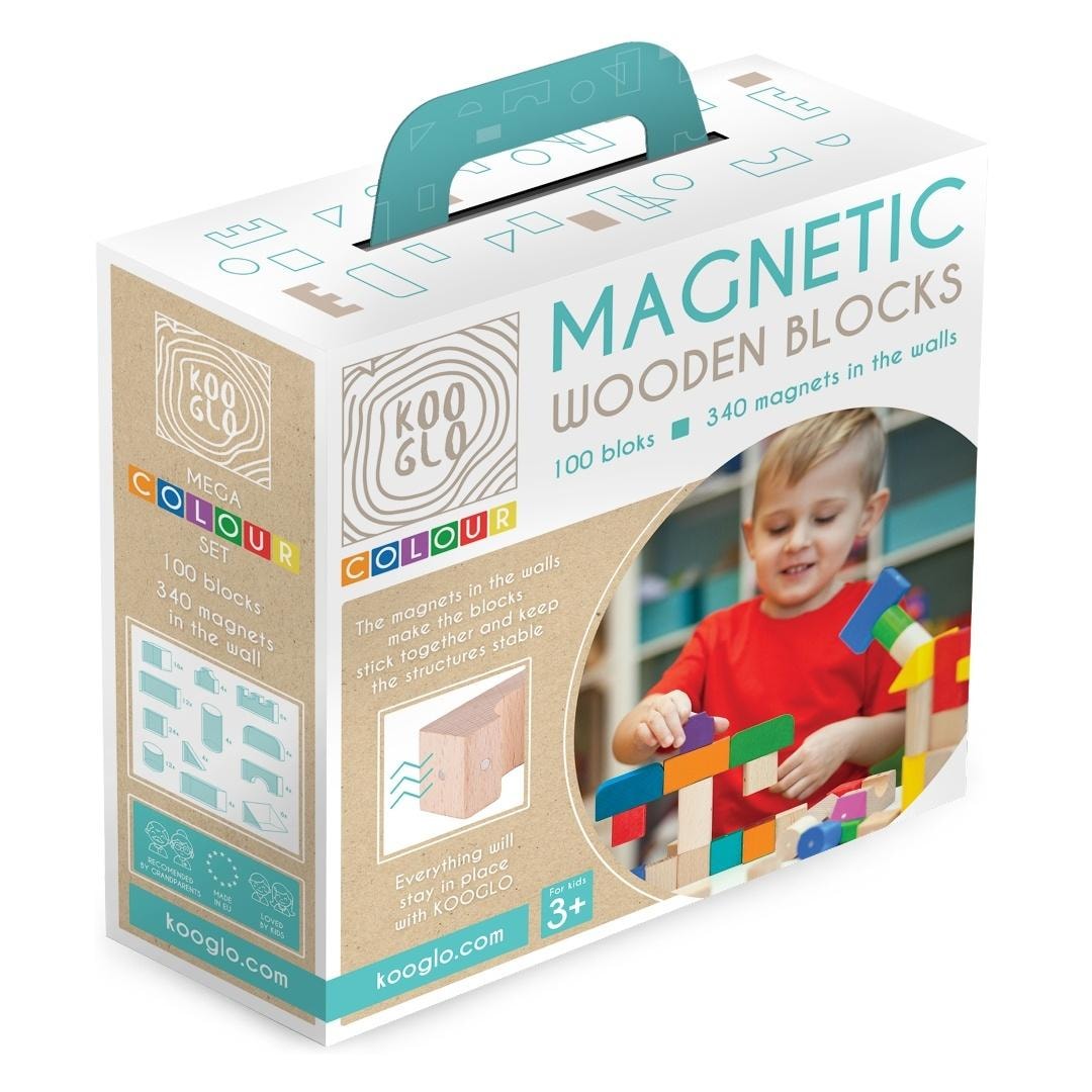 Kooglo Wooden building blocks colorful Mega Colour 100 pieces - develop creativity