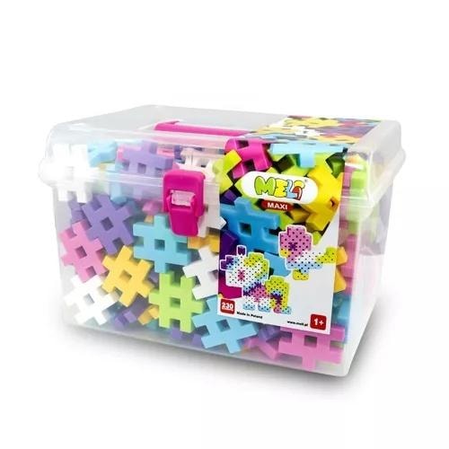Meli Maxi Pink Travel Box - 230 building blocks ideal for travel